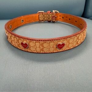 Coach signature Tan and Red Heart dog collar